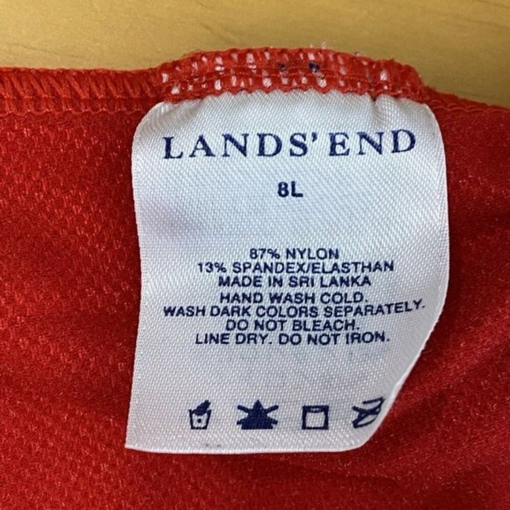 Lands End Womens Square Neck Tankini Swim Top 8L long Red - Picture 10 of 12